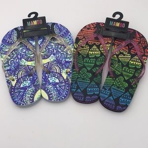 Bundle 2 Pair NWT Mambo Girls Flip Flops Sz 4-5